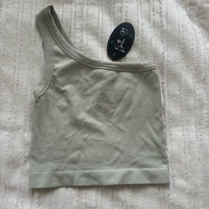 One shoulder ribbed tank top